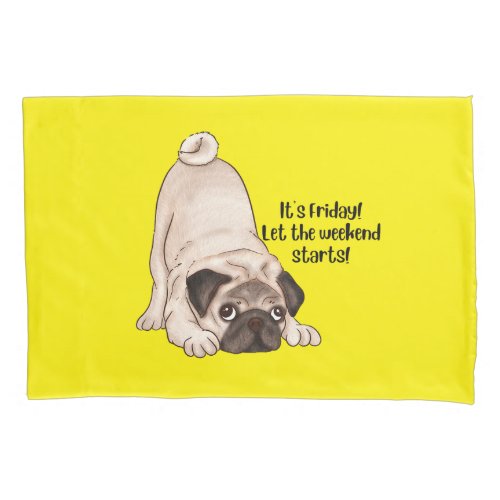 Pug dog _ yellow children pillowcase