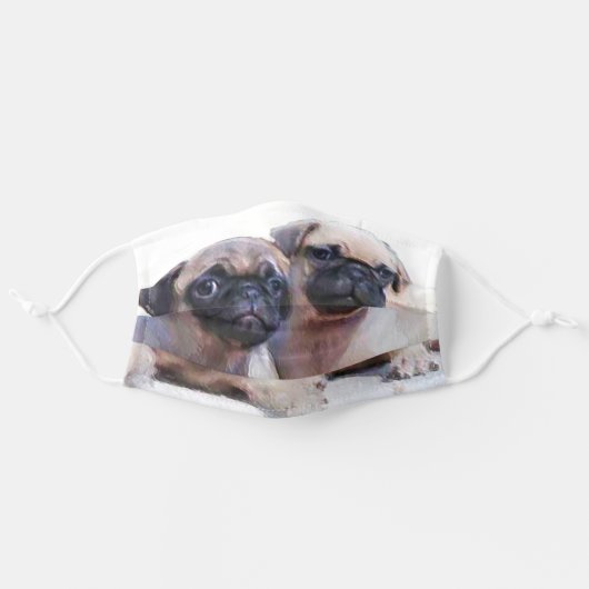 Pug dogs face mask cover (Front, Unfolded)