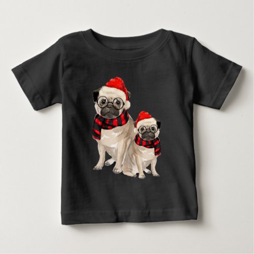Pug Dogs Funny Christmas Baby T_Shirt