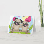 Pug Dogs In Love Card at Zazzle
