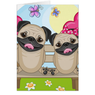 Pug Dogs In Love Cards