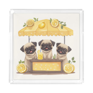 Pug Dogs Lemonade Stand Acrylic Tray