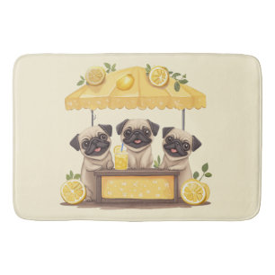 Pug Dogs Lemonade Stand Bath Mat