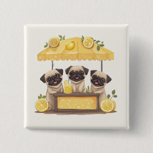 Pug Dogs Lemonade Stand Button
