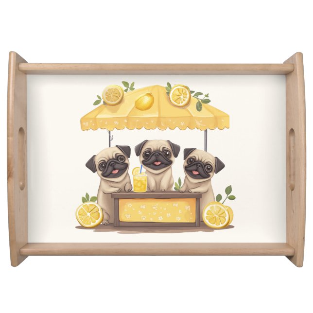Pug Dogs Lemonade Stand Serving Tray (Front)