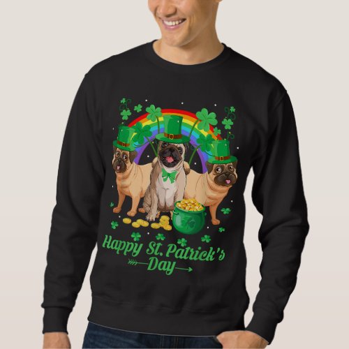 Pug Dogs Lover Funny Irish Shamrock Happy St Patri Sweatshirt