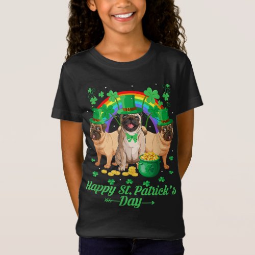 Pug Dogs Lover Funny Irish Shamrock Happy St Patri T_Shirt