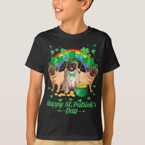 Pug Dogs Lover Funny Irish Shamrock Happy St Patri T_Shirt