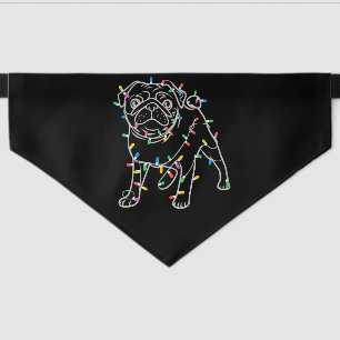 Pug Dogs Tree Christmas Sweater Xmas Pet Animal  Bandana Collar