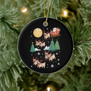 Pug Dogs Tree Christmas Sweater Xmas Pet Animal  Ceramic Ornament
