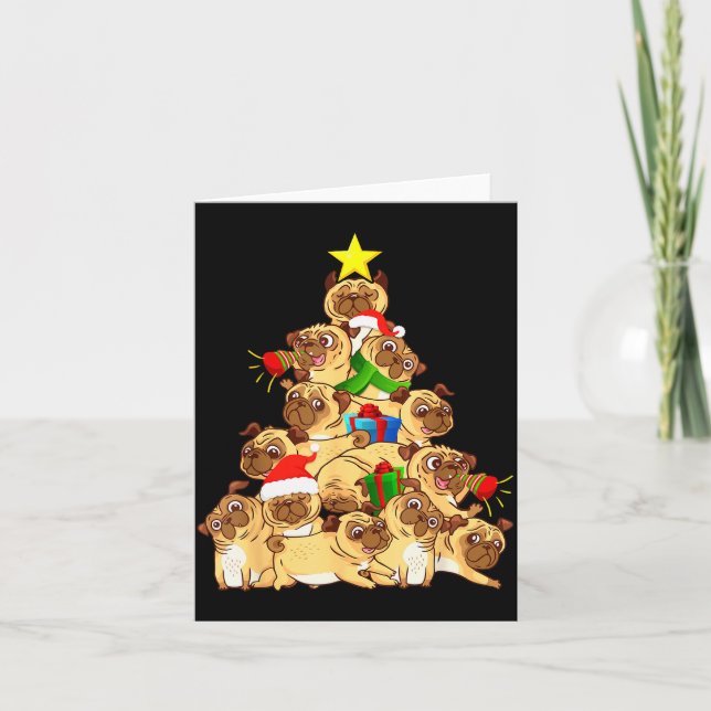 Pug Dogs Tree Christmas Sweater Xmas Pet Animal Do Card (Front)
