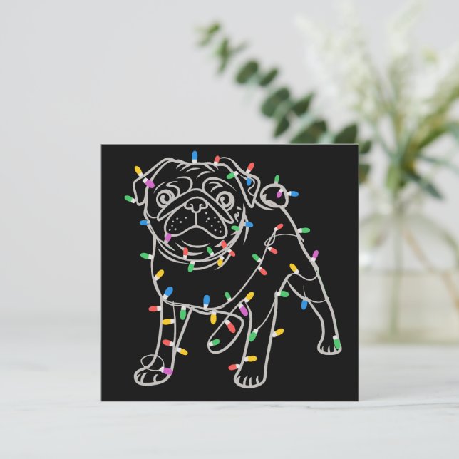 Pug Dogs Tree Christmas Sweater Xmas Pet Animal  Holiday Card (Standing Front)
