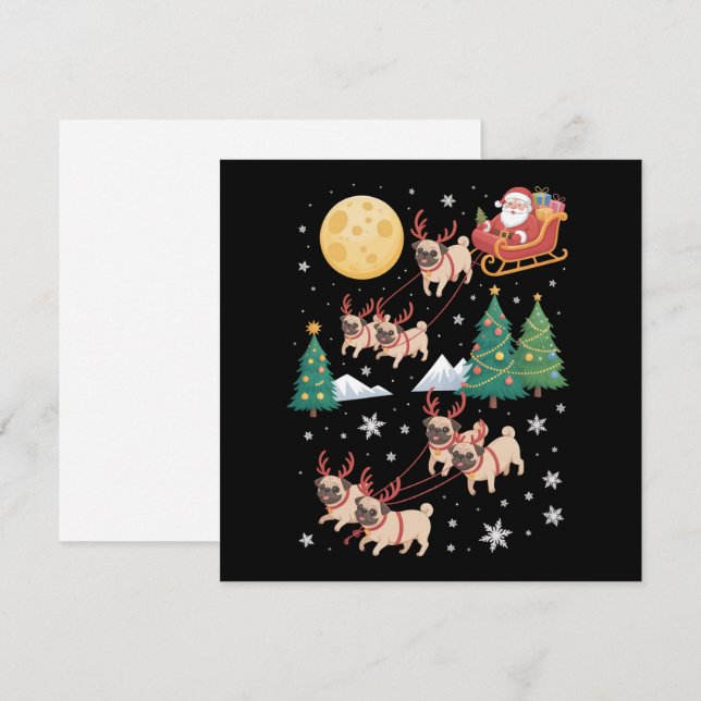 Pug Dogs Tree Christmas Sweater Xmas Pet Animal  Holiday Card (Front/Back)