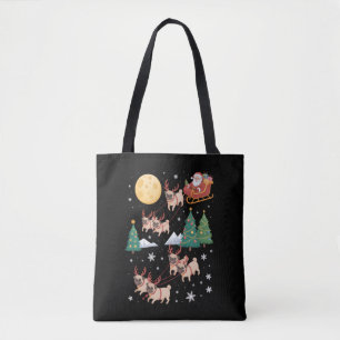Pug Dogs Tree Christmas Sweater Xmas Pet Animal  Tote Bag