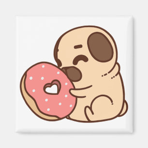 Pug donut Puppy Bulldog pet cartoon Magnet