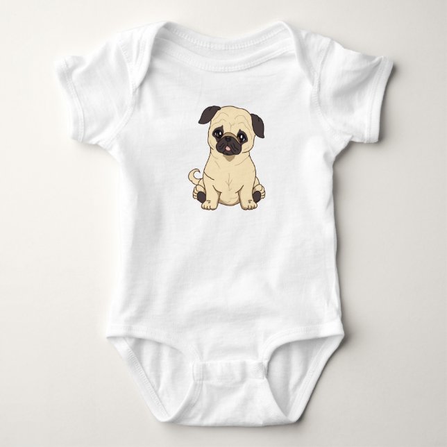 Pug Drawing By Pablo Fernandez Limited Edition Baby Bodysuit (Front)