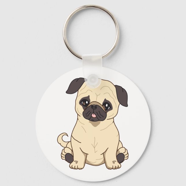 Pug Drawing By Pablo Fernandez Limited Edition Keychain (Front)