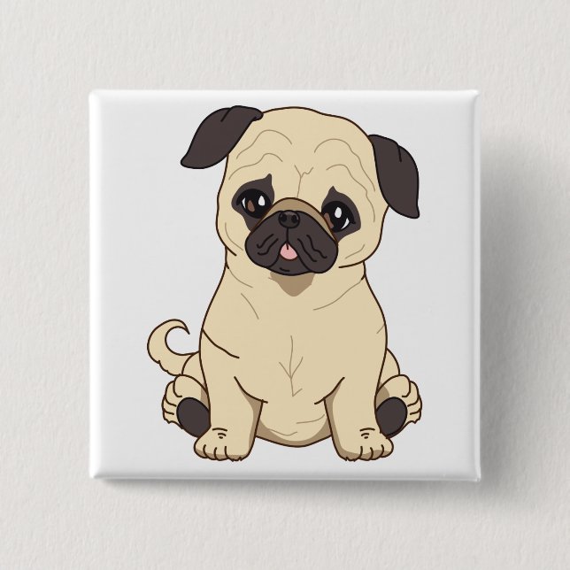 Pug Drawing By Pablo Fernandez Limited Edition Pinback Button (Front)