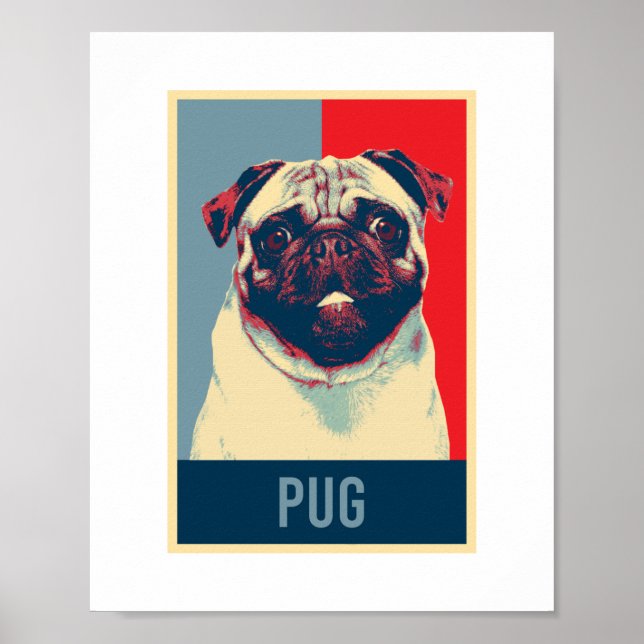 Pug Dutch Bulldog Dog Portrait Pop Art Poster (Front)
