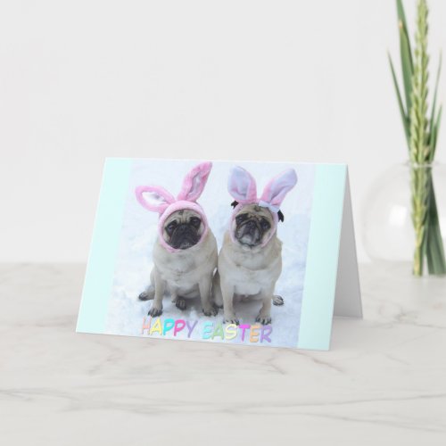 Pug Easter Bunny Holiday Card