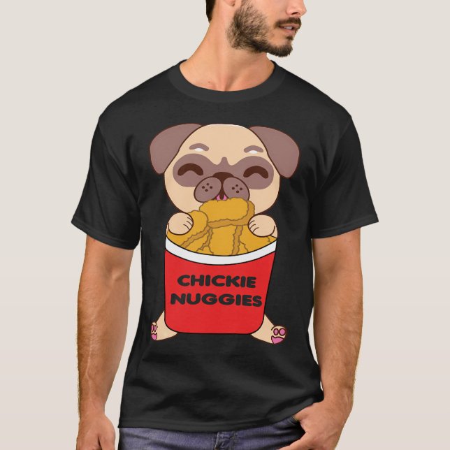 Pug Eating Chicken Nuggets T-Shirt (Front)