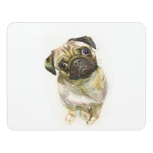 Pug Face Art Print   Cute Pug Dog Door Sign