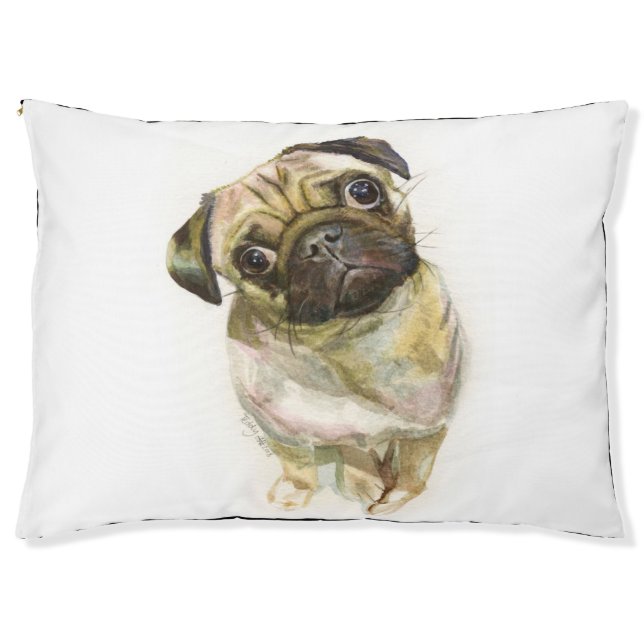 Pug Face Art Print | Cute Pug Dog Pet Bed (Front)