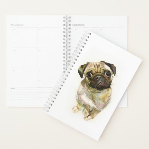 Pug Face Art Print  Cute Pug Dog Planner