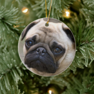Pug Face Ceramic Ornament
