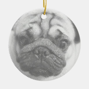 Pug Face Ceramic Ornament