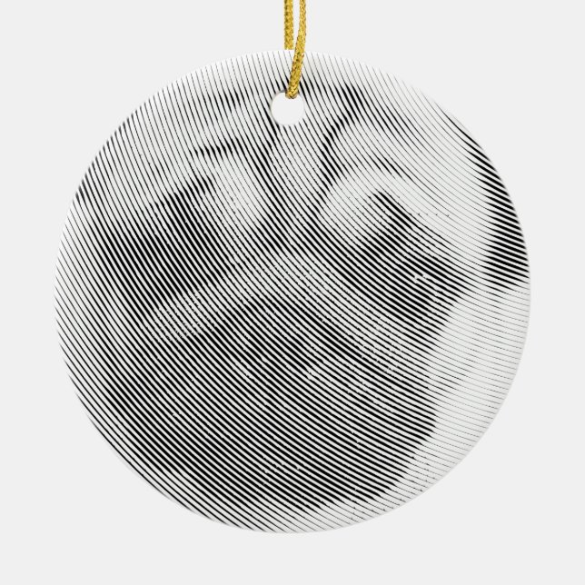 Pug Face Ceramic Ornament (Front)