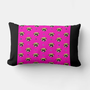Pug Face Cushion Pink Black