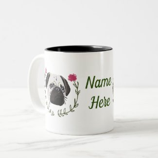 Pug Face, Cute French Bulldog Dog Two-Tone Coffee Mug