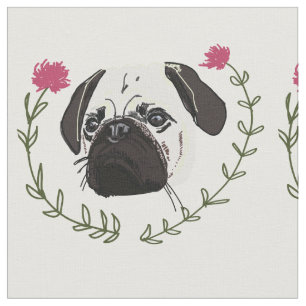 Pug Face, Dog Art Fabric