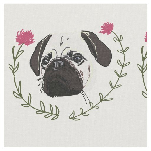Pug Face, Dog Art Fabric