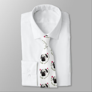 Pug Face, Dog Art Neck Tie