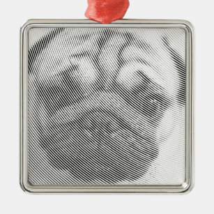 Pug Face Metal Ornament