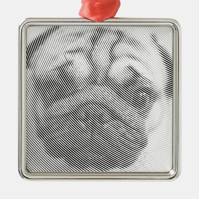 Pug Face Metal Ornament (Front)