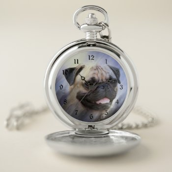 Pug Face Pocket Watch by deemac2 at Zazzle