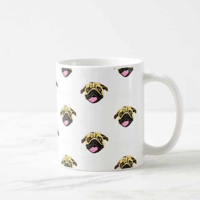 Pug Face Print White 325 ml  Classic Mug (Right)