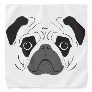 Pug Face Silhouette Bandana
