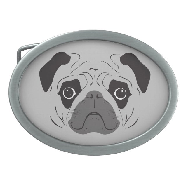 Pug Face Silhouette Belt Buckle (Front)