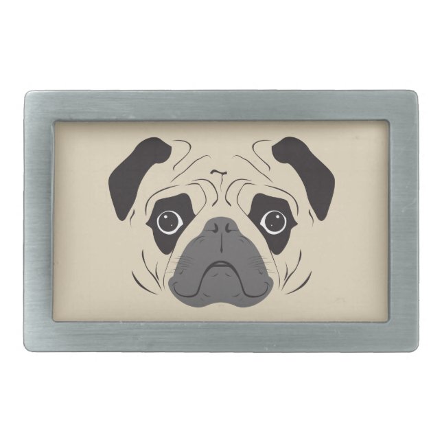 Pug Face Silhouette Belt Buckle (Front)