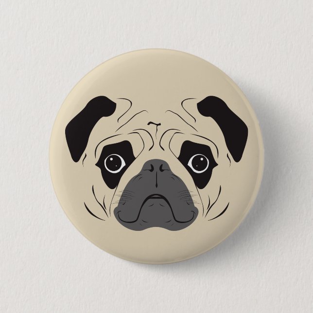 Pug Face Silhouette Button (Front)