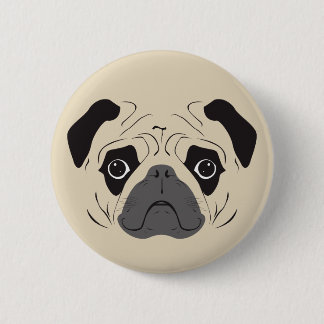 Pug Face Silhouette Button