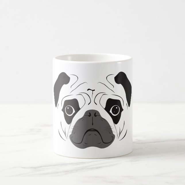 Pug Face Silhouette Coffee Mug (Center)