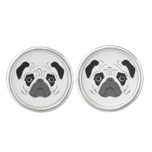 Pug Face Silhouette Cufflinks