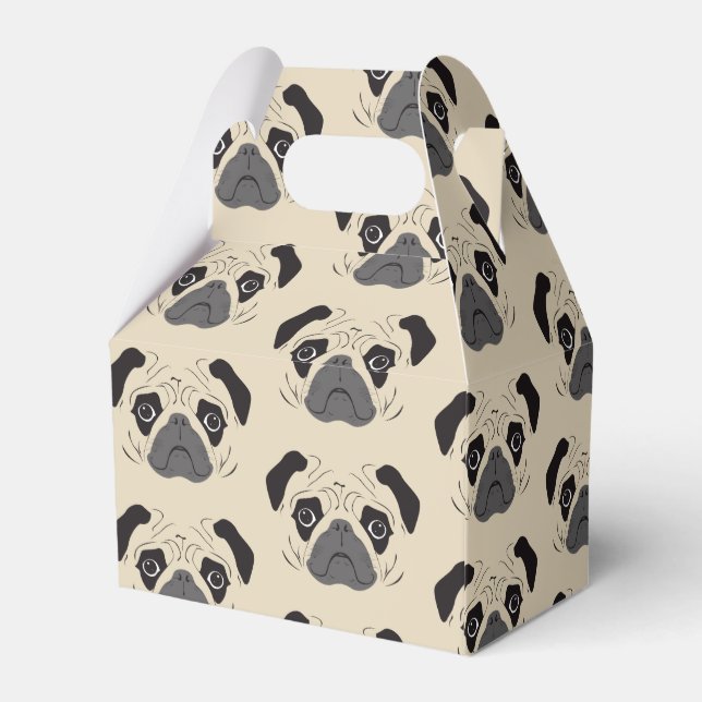 Pug Face Silhouette Favor Boxes (Back Side)