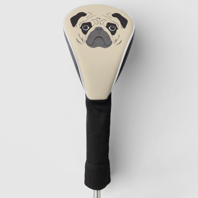 Pug Face Silhouette Golf Head Cover (Front)