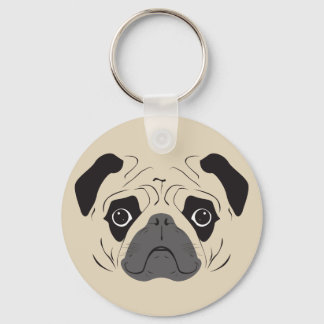 Pug Face Silhouette Keychain